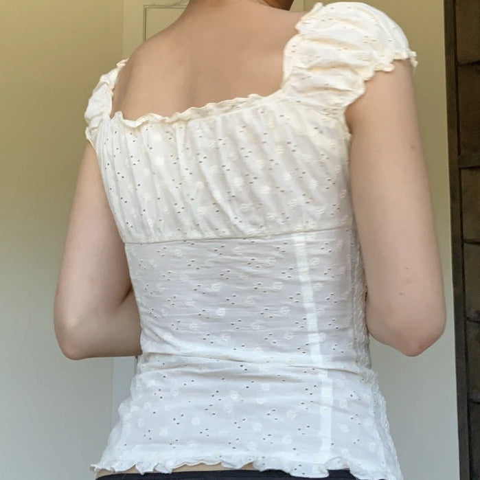 Ethereal Cream Broderie Anglaise Puff Sleeve Top – Romantic Gypsy Blouse