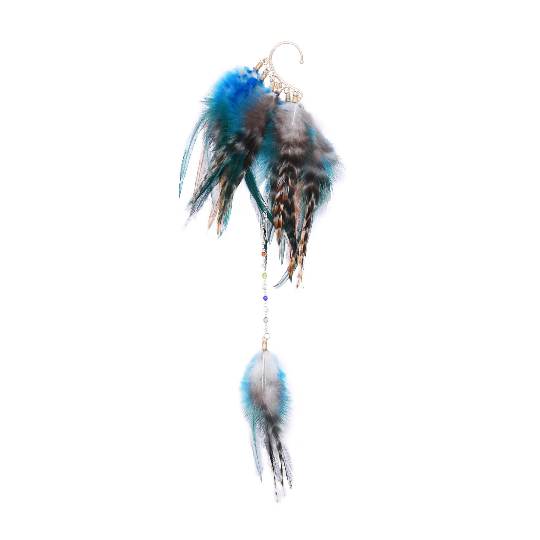 Gypsy Feather Dreamcatcher Earring – Single Statement Piece (5 Boho Colourways) Peacock Teal Gypsy Feather Dreamcatcher Earring – Single Statement Piece (5 Boho Colourways) Earings