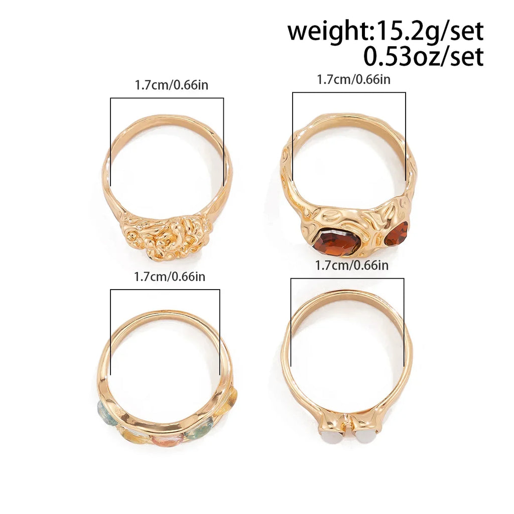 Gypsy Queen Gem Ring Set – 4-Piece Stack (Gold or Silver) Gypsy Queen Gem Ring Set – 4-Piece Stack (Gold or Silver) Rings