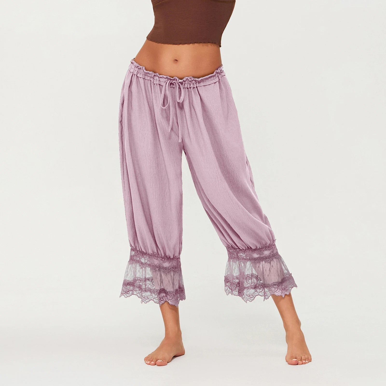 Boho Gypsy Lace Hem Harem Pants