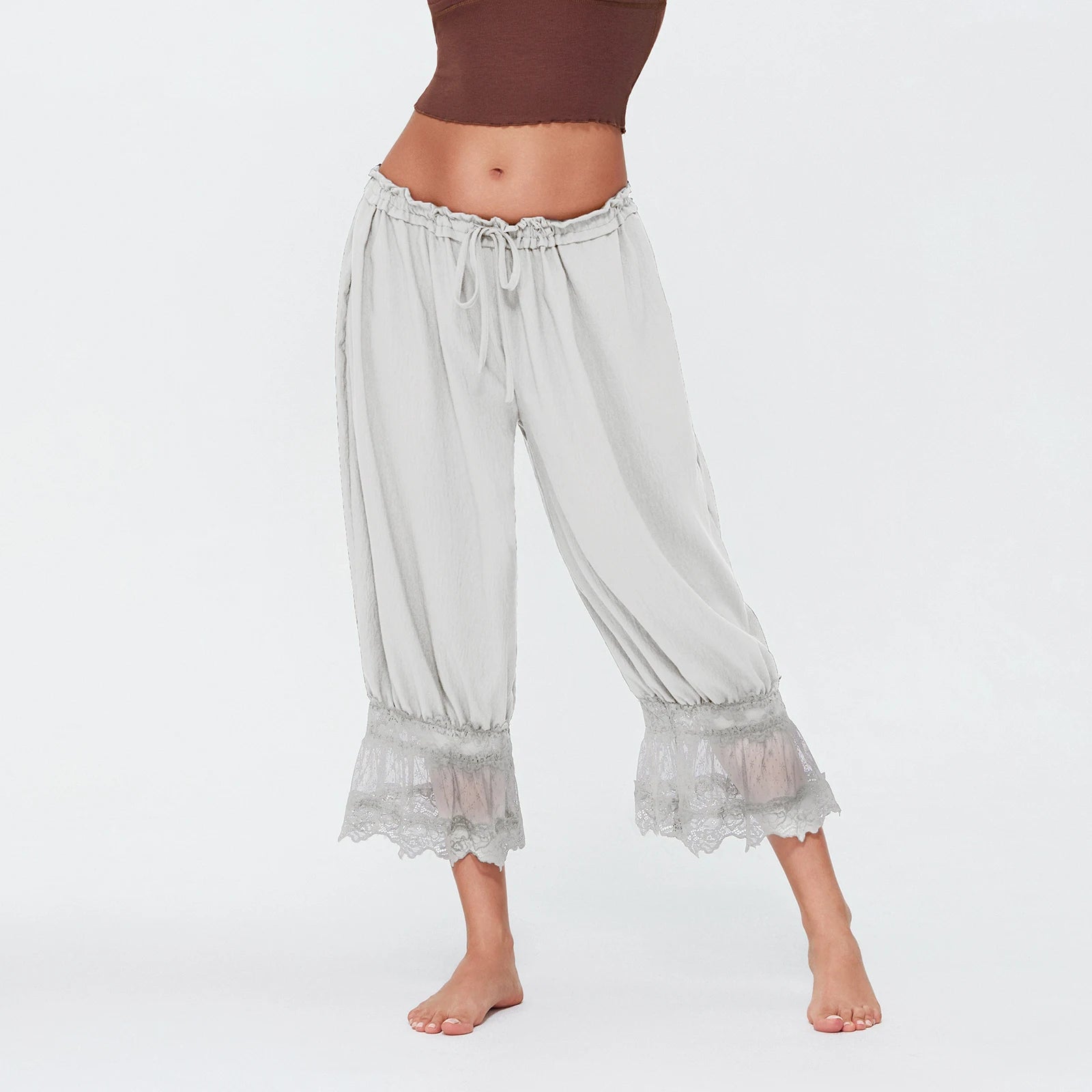 Boho Gypsy Lace Hem Harem Pants