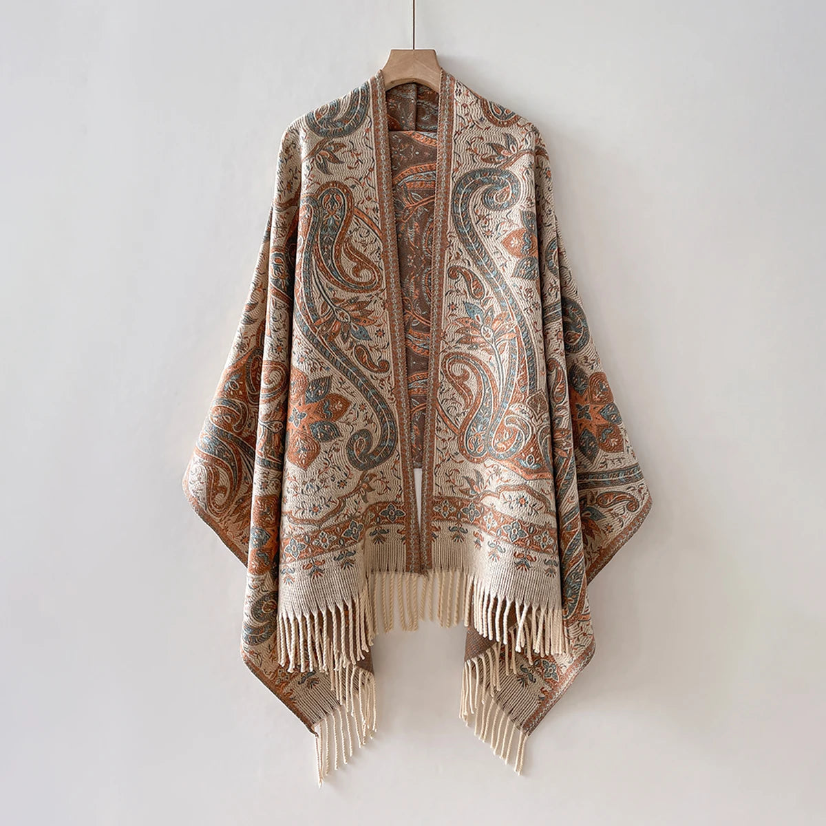 Persian Dream Fringed Blanket Wrap – 3 Jewel-Tone Colours (The Ultimate Gypsy Shawl-Coat) Camel Paisley Persian Dream Fringed Blanket Wrap – 3 Jewel-Tone Colours (The Ultimate Gypsy Shawl-Coat) Top