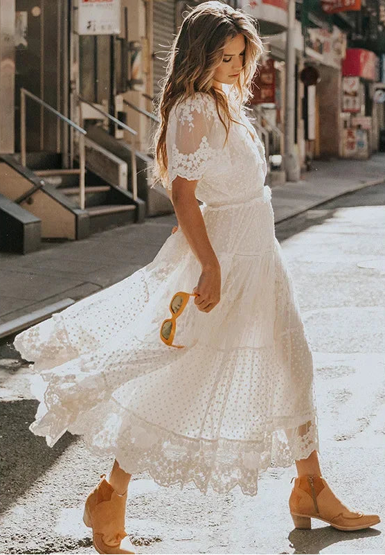 Ivory Lace Overlay Maxi Dress – True Boho Romance
