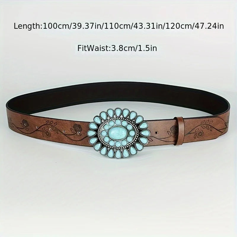 Vintage Turquoise Concho Leather Belt – Boho Western Classic Vintage Turquoise Concho Leather Belt – Boho Western Classic Belts