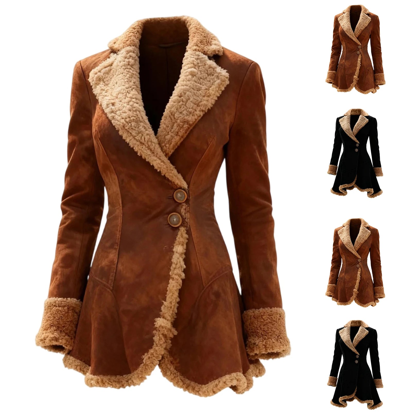Vintage Penny Lane Faux Shearling Coat – Brown or Black