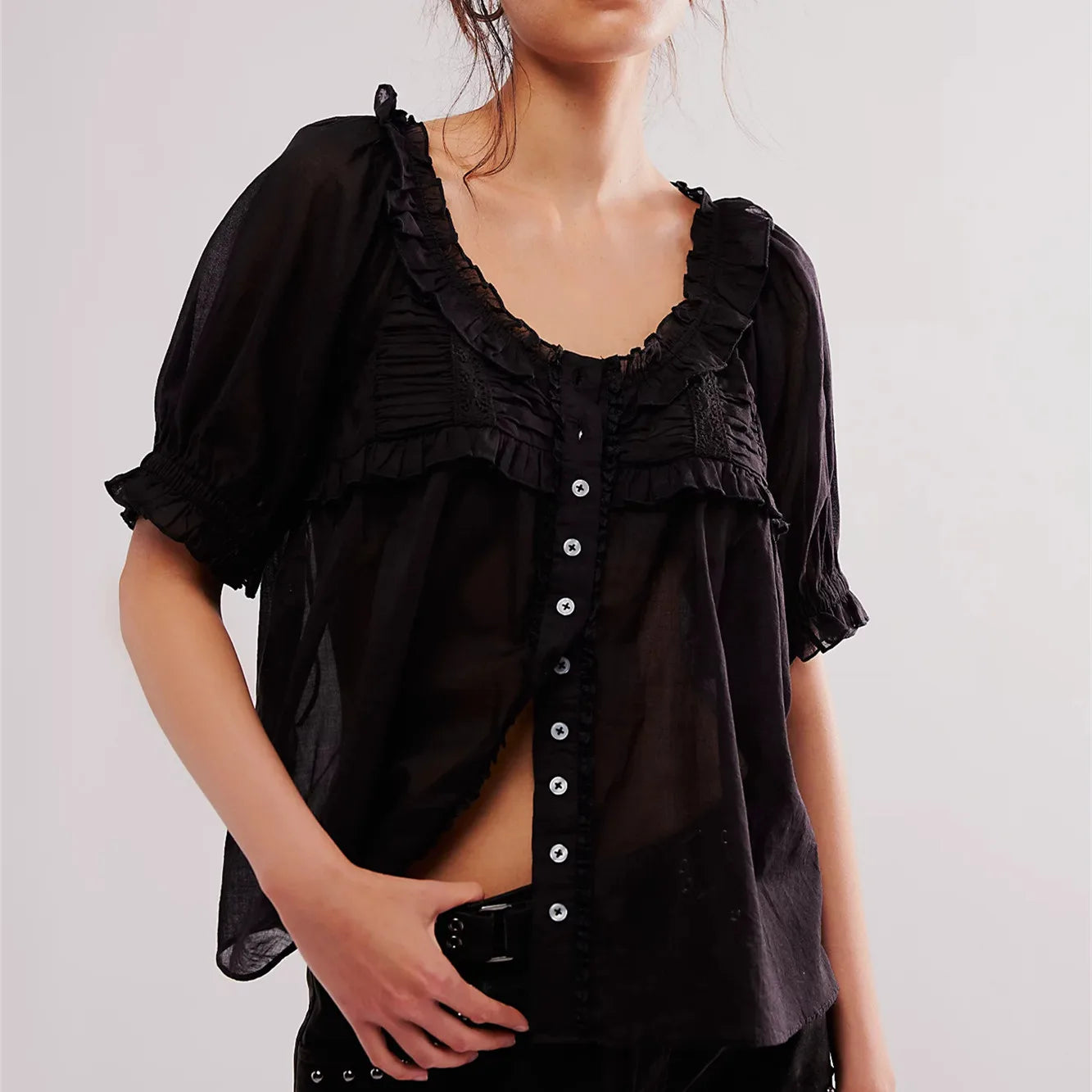 Puff Sleeve Lace Whisper Blouse