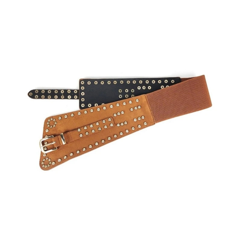 Studded Suede Corset Belt – Asymmetric Boho Cincher (Black / Tan / Brown) Studded Suede Corset Belt – Asymmetric Boho Cincher (Black / Tan / Brown) Belts