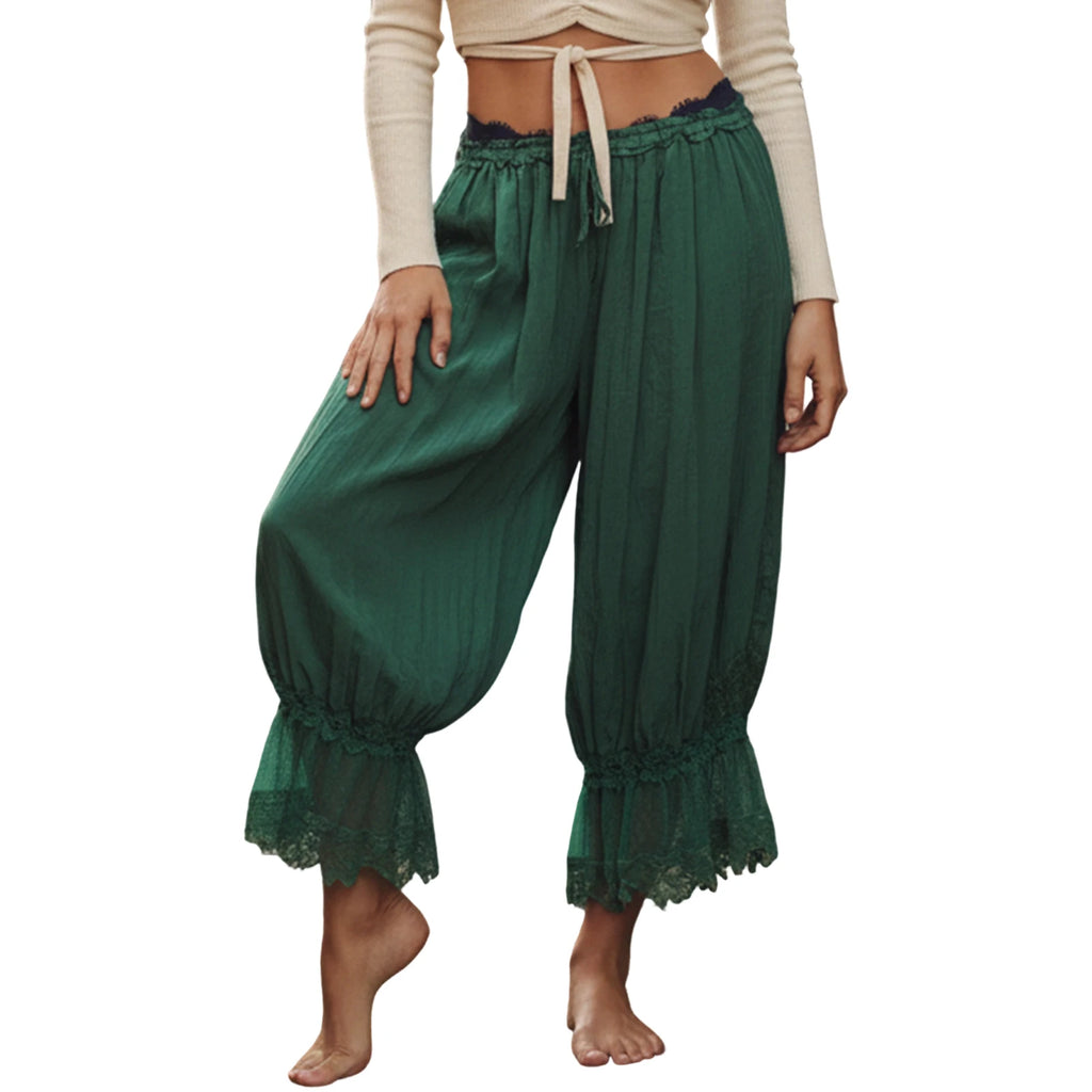 Boho Gypsy Lace Hem Harem Pants