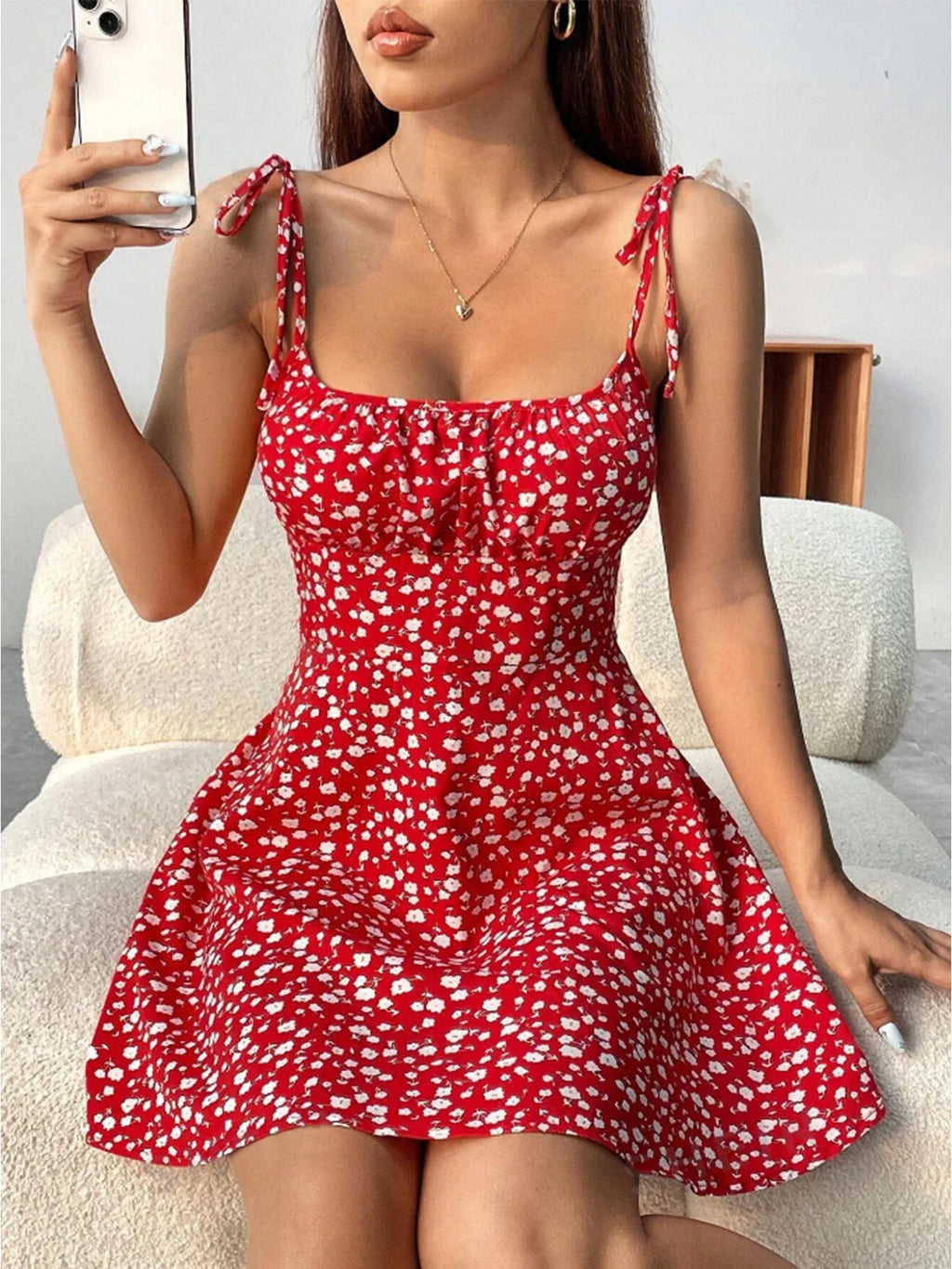 Meadow Flutter Tied Strap Dress - Four Eye Catching Colours