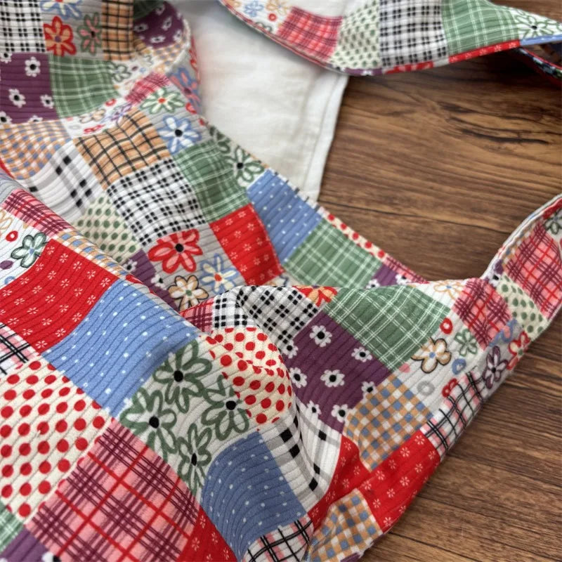 Patchwork Corduroy Tote Bag – Boho Slouchy Shoulder (Pattern 1 / Pattern 2) Patchwork Corduroy Tote Bag – Boho Slouchy Shoulder (Pattern 1 / Pattern 2) Bags