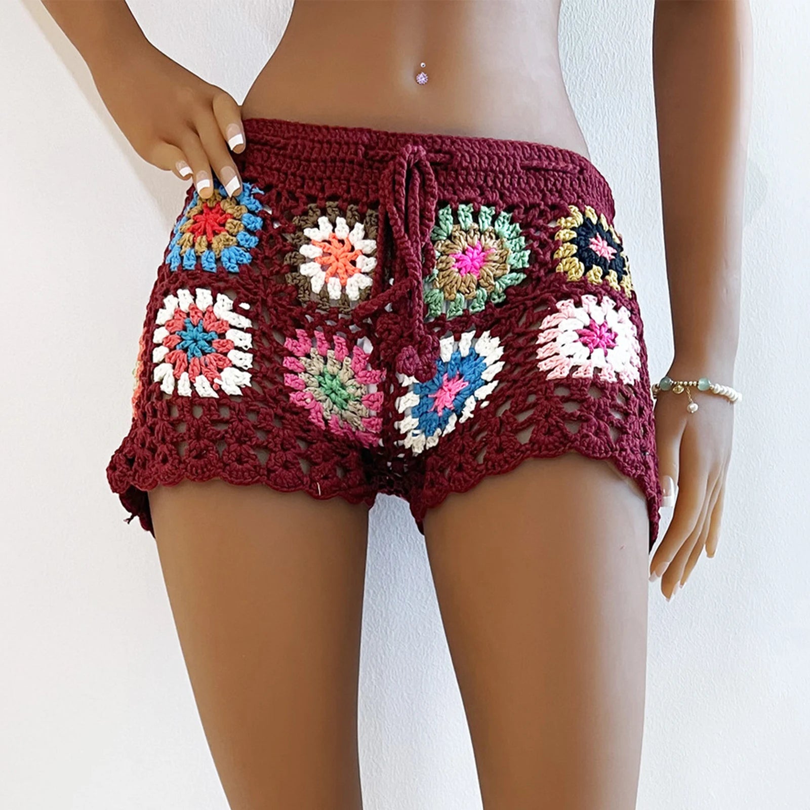 Granny Square Crochet Shorts – Boho Festival Granny Patch Hot Pants