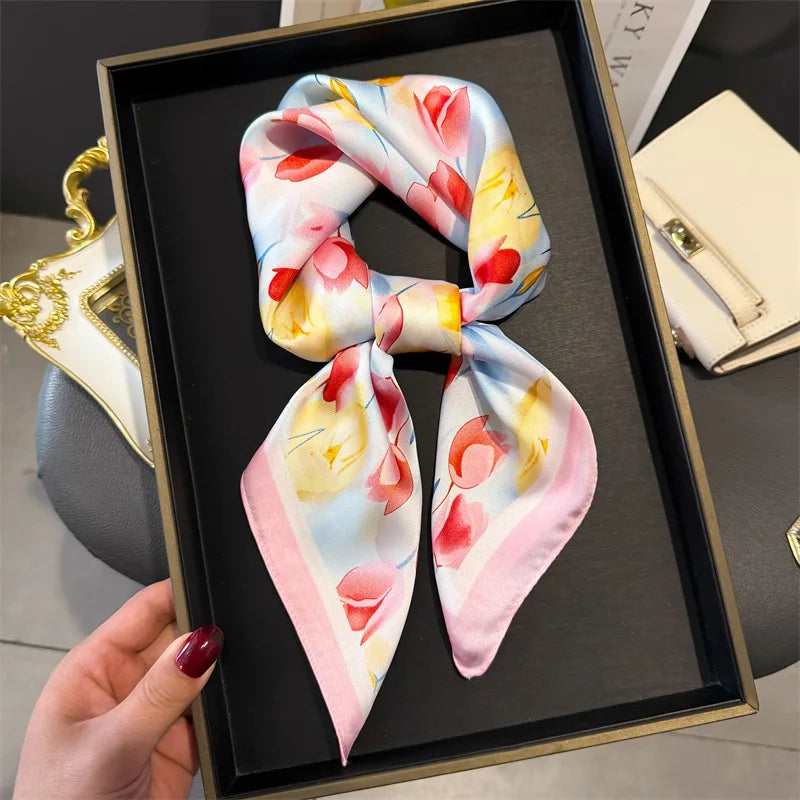 Luxe Bohemian Silk Neck Scarf – 8 Signature Prints (The One Everyone Will Ask You About) Tulip Garden 70x70cm Luxe Bohemian Silk Neck Scarf – 8 Signature Prints (The One Everyone Will Ask You About) Scarves