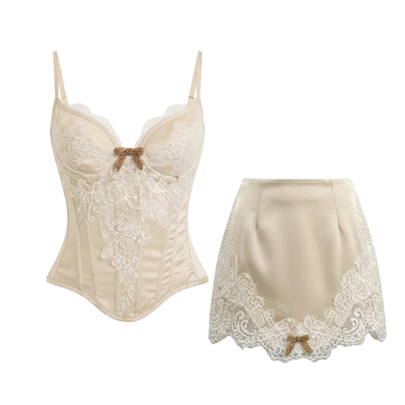 Coquette Lace Corset & Mini Skirt Set