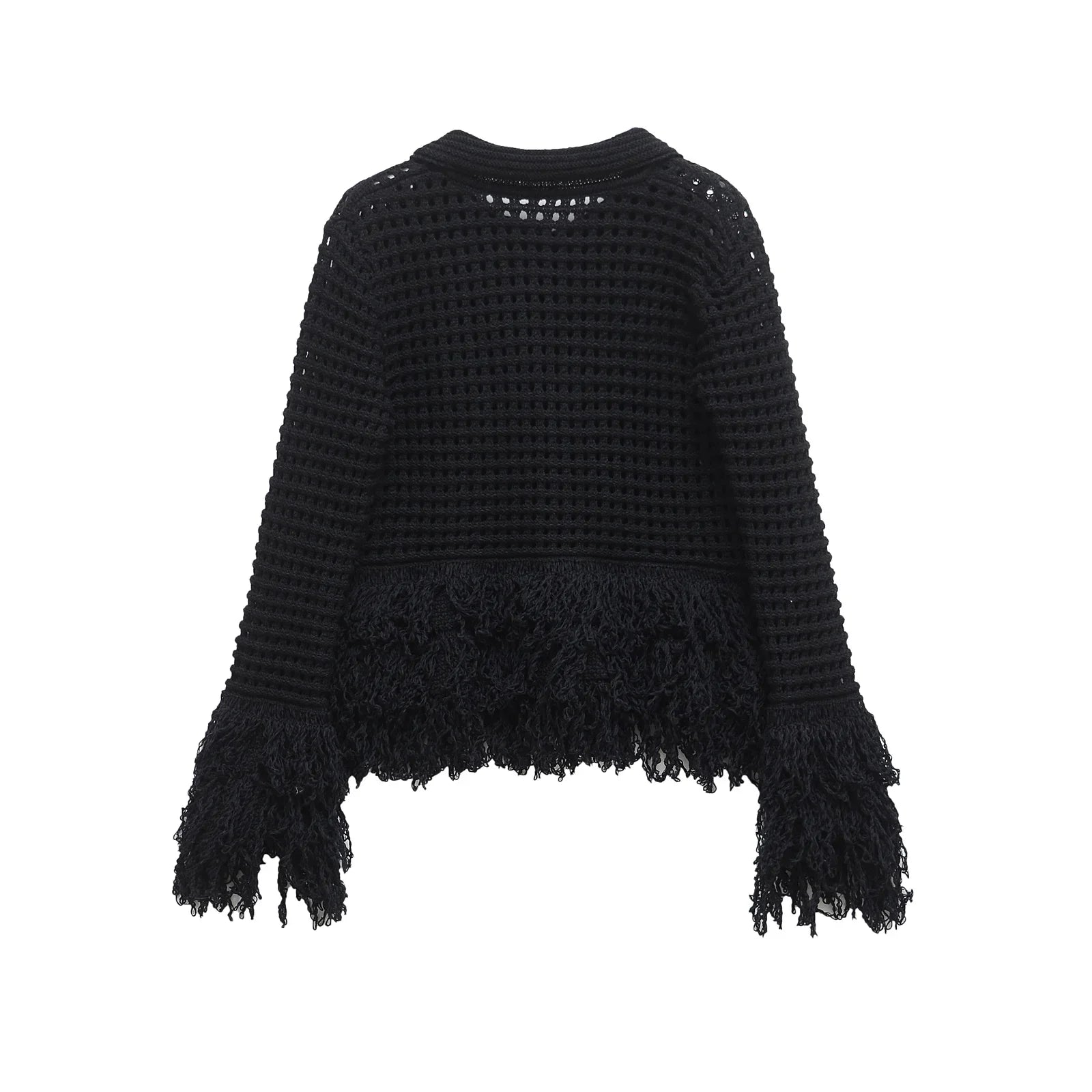 Black Fringed Crochet Cardigan – Midnight Boho Layer Black Fringed Crochet Cardigan – Midnight Boho Layer Cardigan