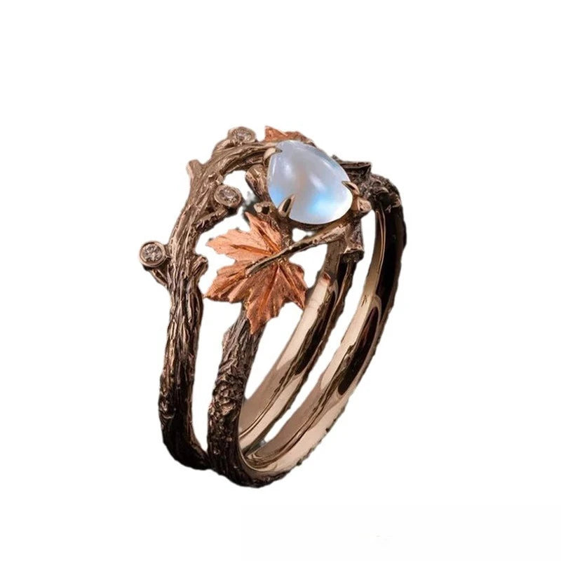 Enchanted Forest Moonstone Leaf Ring – Adjustable Signature Piece Enchanted Forest Moonstone Leaf Ring – Adjustable Signature Piece Rings