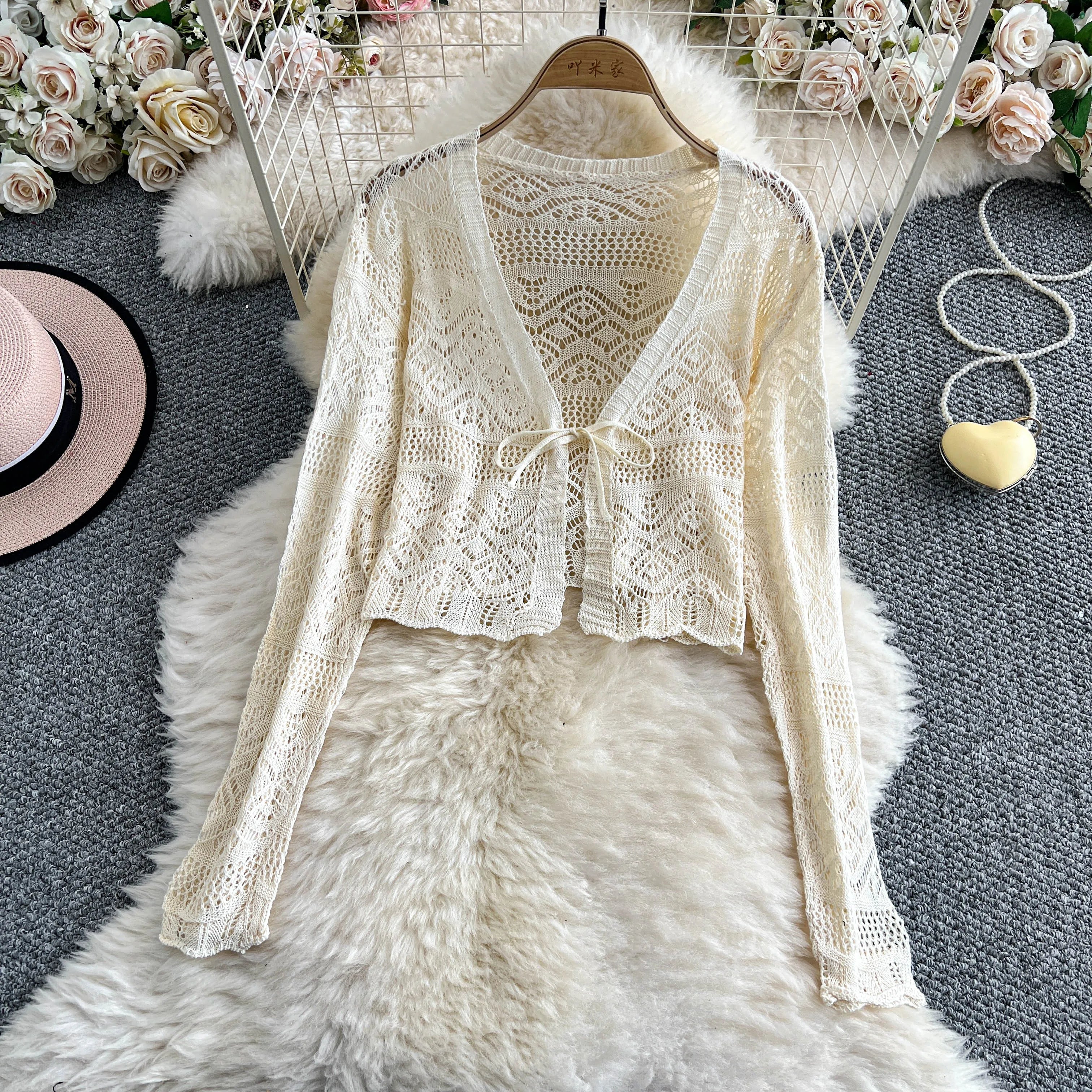 Crochet Lace Tie-Front Cardigan | Boho Festival Layer in 6 colours