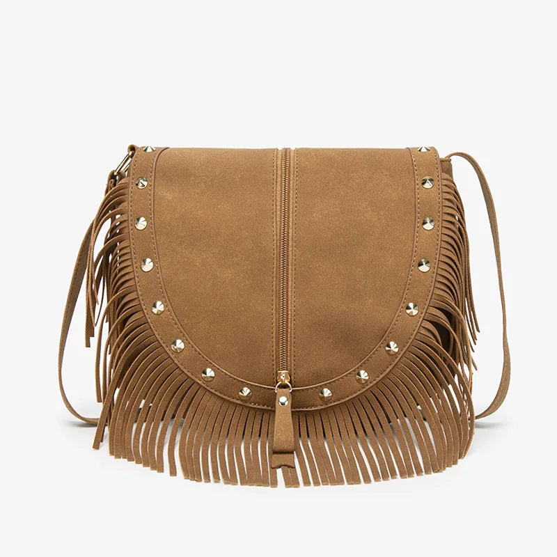 Faux Suede Leather Hippie Gypsy Boho Bag Women's Handbags Bag Vintage Fringe Tassel Bohemian Bag Women Shoulder Crossbody Bags