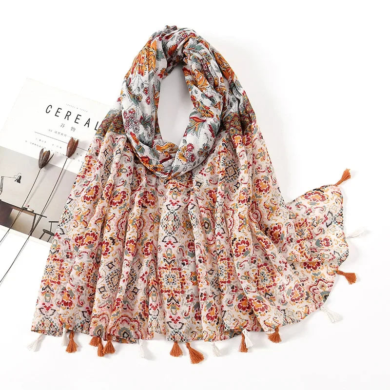 Dreamer Tassel Shawl – 5 Boho Prints (The Scarf You’ll Live In All Year) Rust Bloom 180-90cm Dreamer Tassel Shawl – 5 Boho Prints (The Scarf You’ll Live In All Year) Scarves