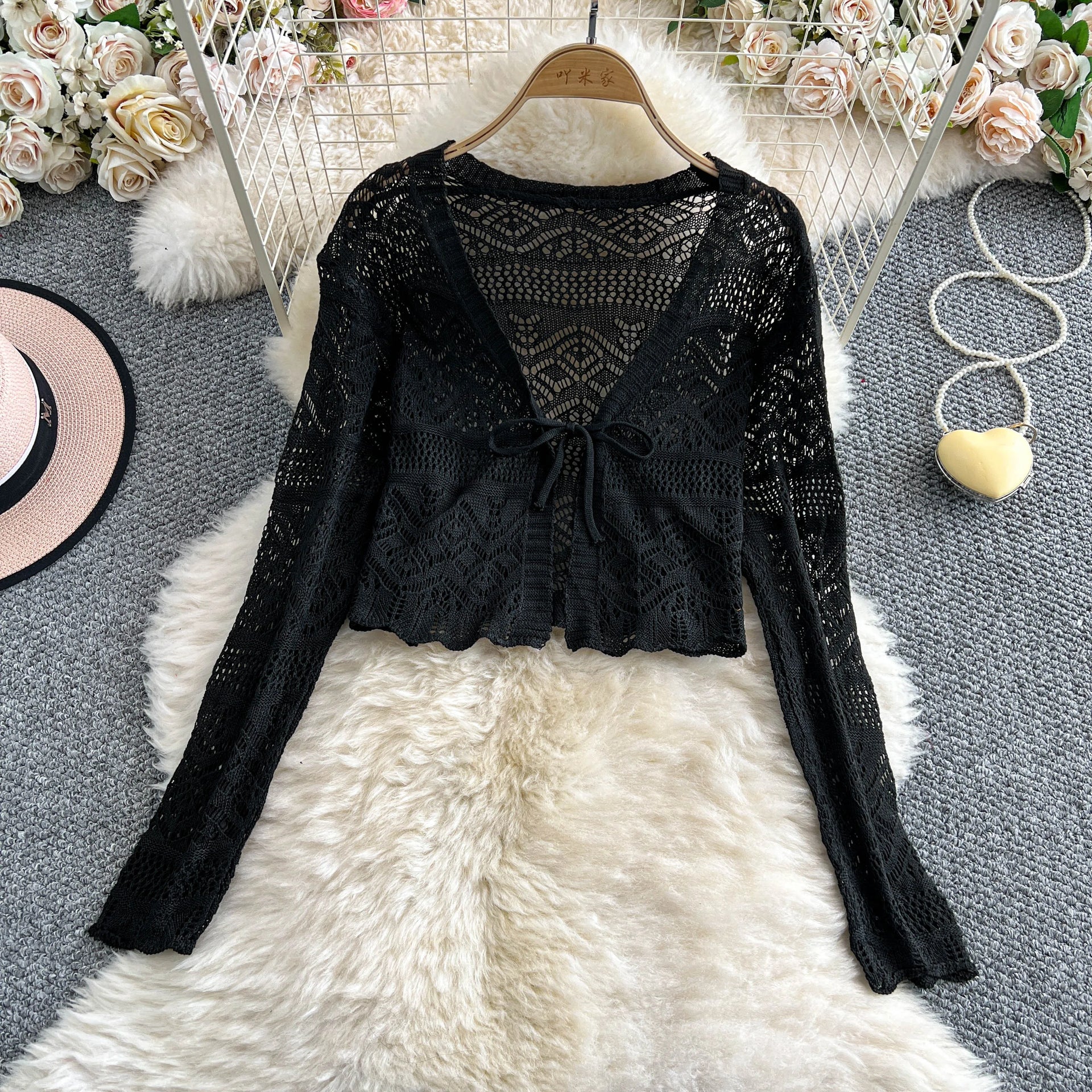 Crochet Lace Tie-Front Cardigan | Boho Festival Layer in 6 colours