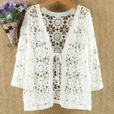 Crochet Lace Tie-Front Cardigan | Boho Festival Layer