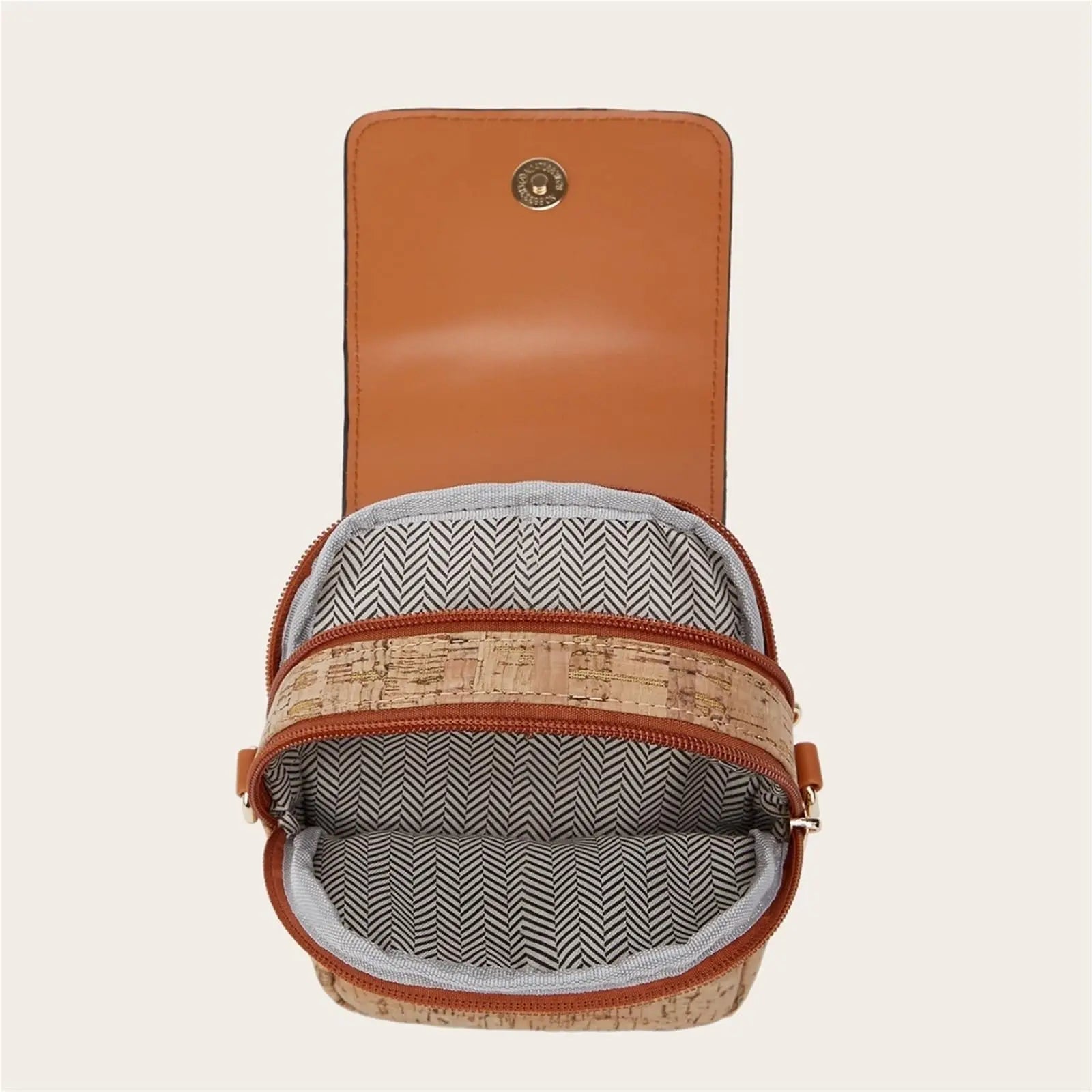 [Retro Bohemian] Bark Pattern Floral Print Mobile Phone Bag, Women's Magnetic Buckle Crossbody Bag, Ethnic Style Mini Square Bag, Portable Chest Bag, Shoulder Bag