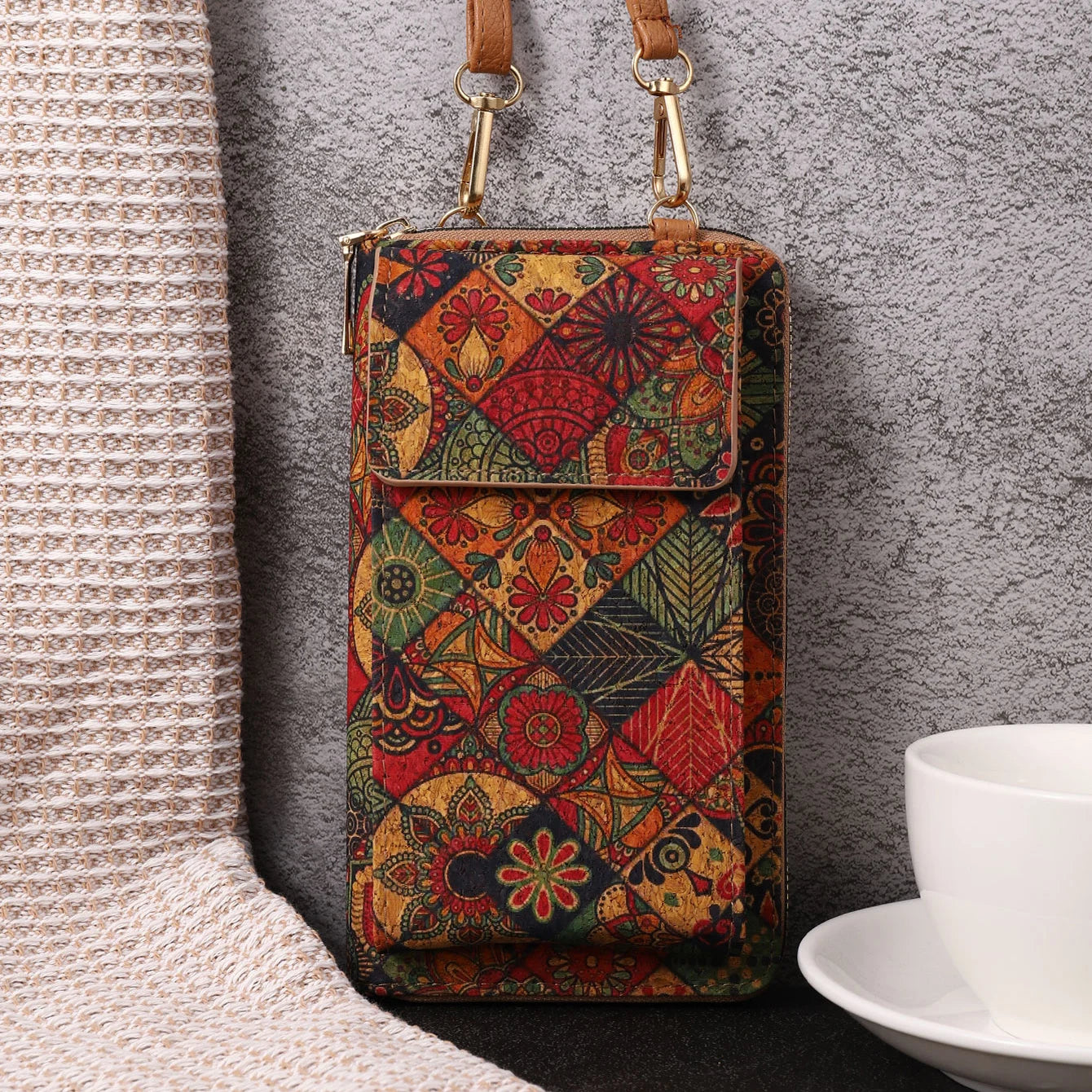 Retro Versatile Shoulder Bag Multi Functional Large Capacity Phone Bag with Bosnian Style Adjustable Crossbody Bag