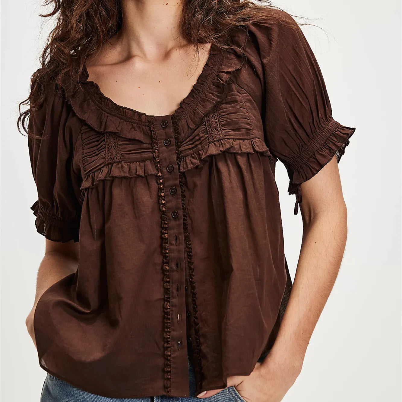 Puff Sleeve Lace Whisper Blouse