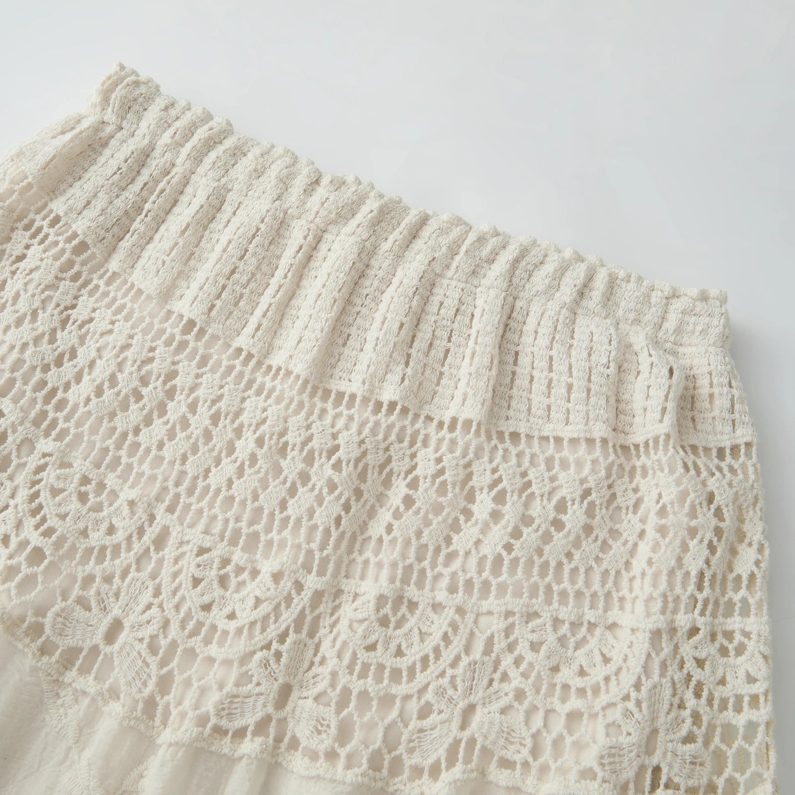 Creamy White Crochet Lace Tiered Maxi Skirt | Boho Festival Flow