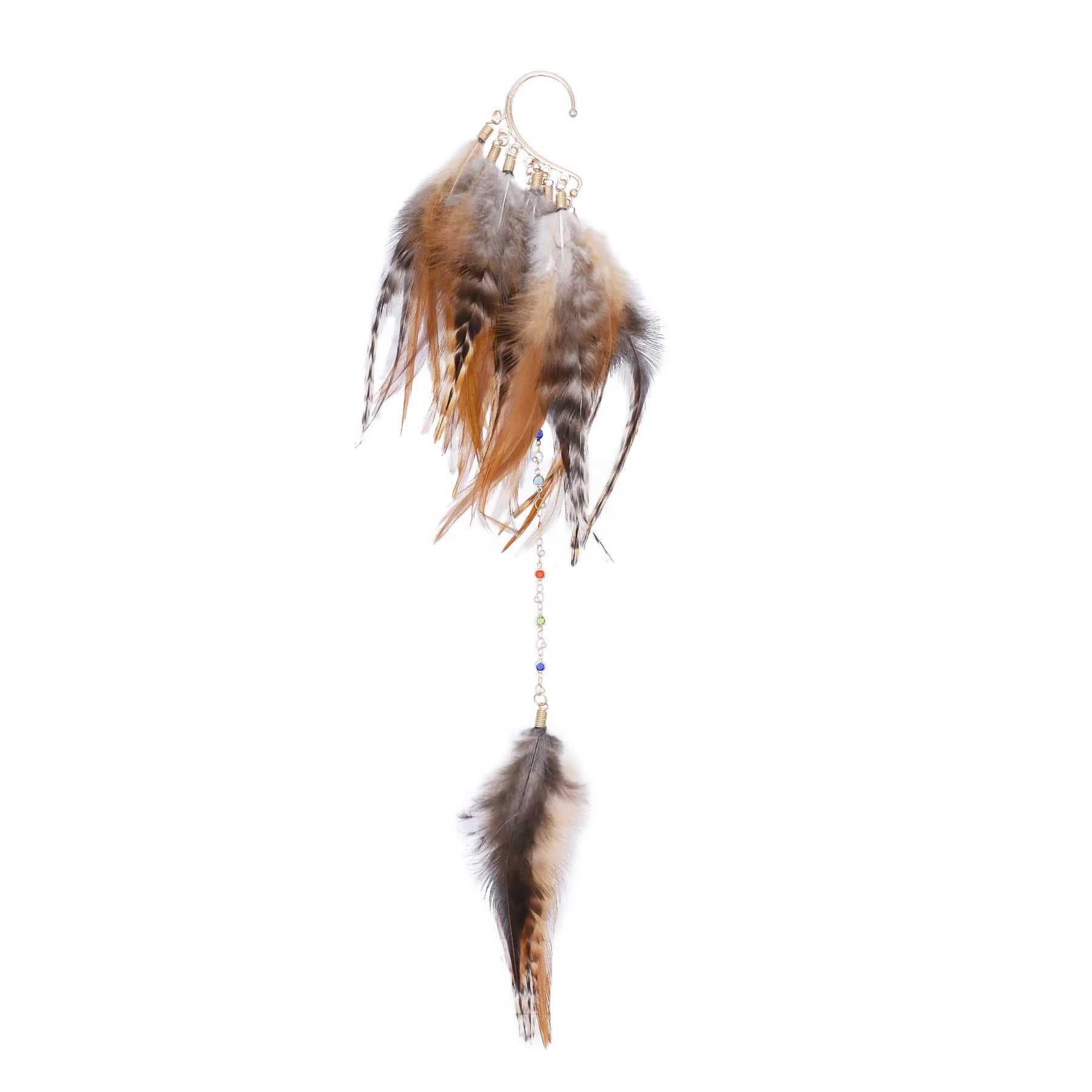 Gypsy Feather Dreamcatcher Earring – Single Statement Piece (5 Boho Colourways) Earth Brown Gypsy Feather Dreamcatcher Earring – Single Statement Piece (5 Boho Colourways) Earings