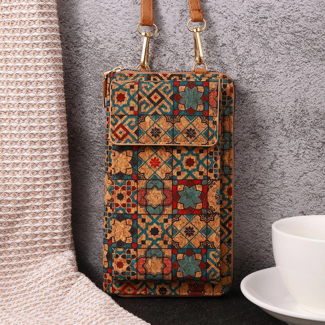 Retro Versatile Shoulder Bag Multi Functional Large Capacity Phone Bag with Bosnian Style Adjustable Crossbody Bag