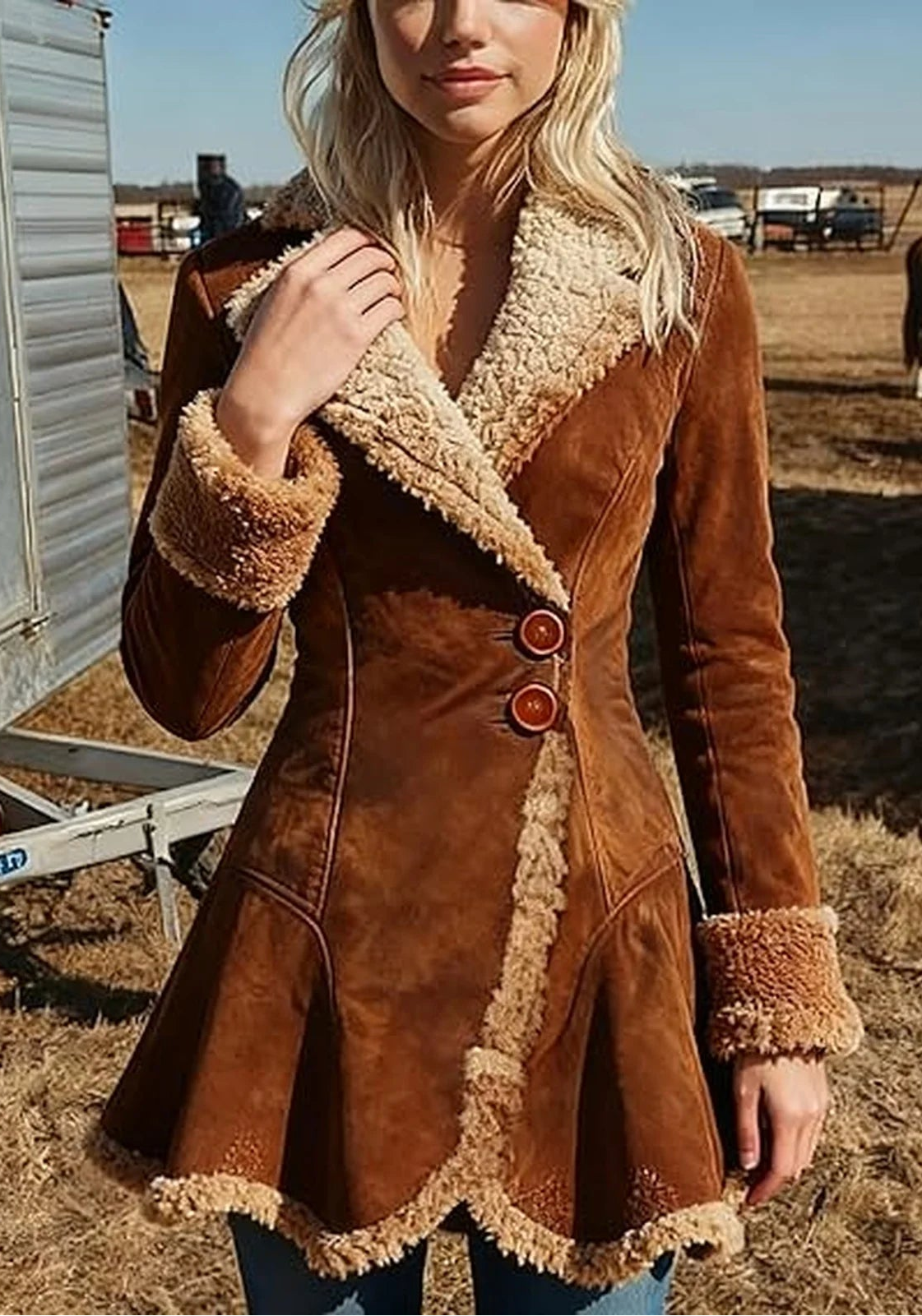 Vintage Penny Lane Faux Shearling Coat – Brown or Black