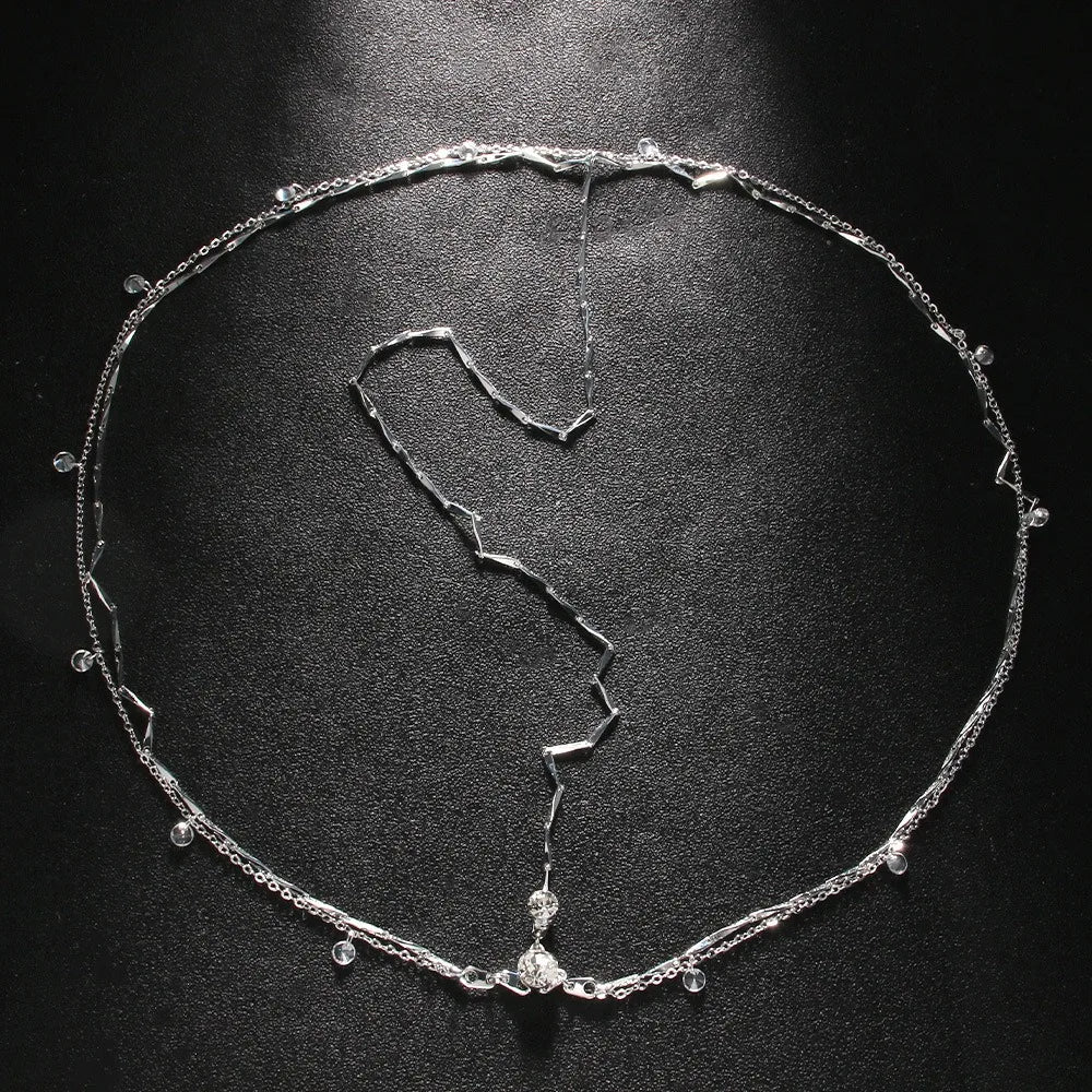 Crystal Head Chain – Silver Boho Hair Jewellery Crystal Head Chain – Silver Boho Hair Jewellery