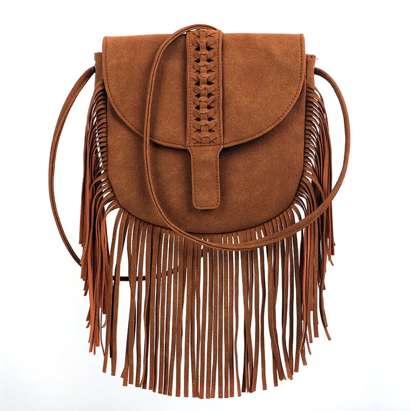 Faux Suede Leather Hippie Gypsy Boho Bag Women's Handbags Bag Vintage Fringe Tassel Bohemian Bag Women Shoulder Crossbody Bags