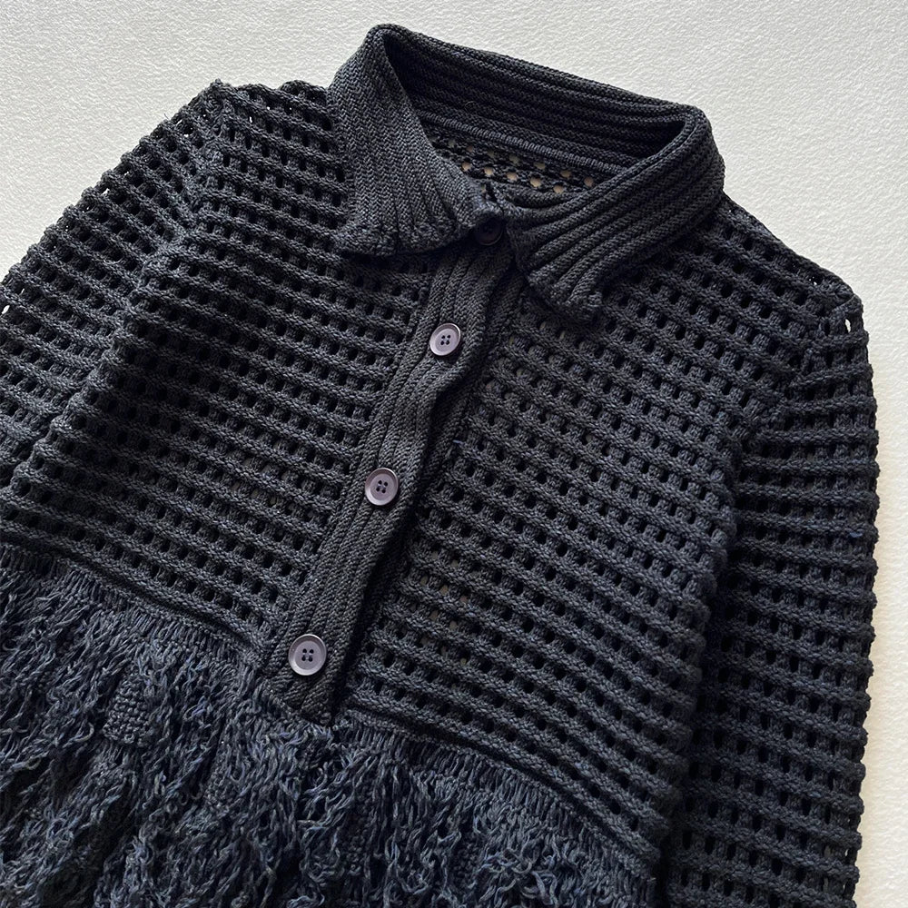 Black Fringed Crochet Cardigan – Midnight Boho Layer Black Fringed Crochet Cardigan – Midnight Boho Layer Cardigan