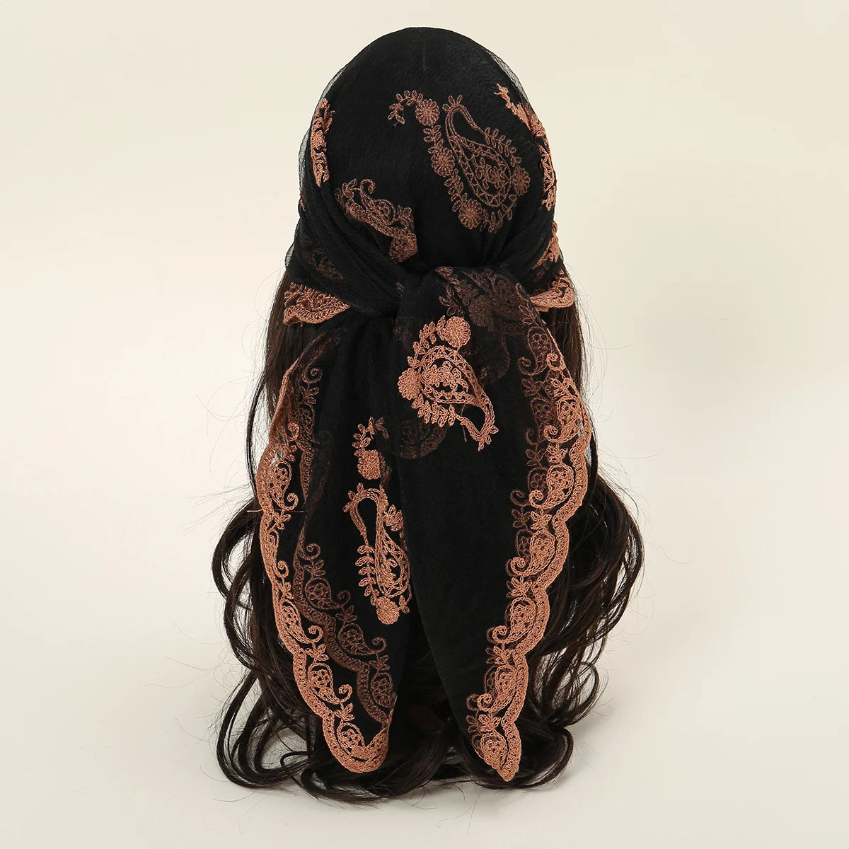 Paisley Lace Edge Scarf – Romantic Boho Gypsy Headscarf Veil