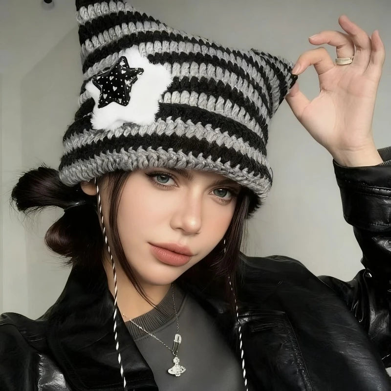 Cat-Ear Striped Beanie with Pom-Poms – 6 Grunge-Fairy Colours (The Cutest Winter Hat You’ll Ever Own) Cat-Ear Striped Beanie with Pom-Poms – 6 Grunge-Fairy Colours (The Cutest Winter Hat You’ll Ever Own) Hats