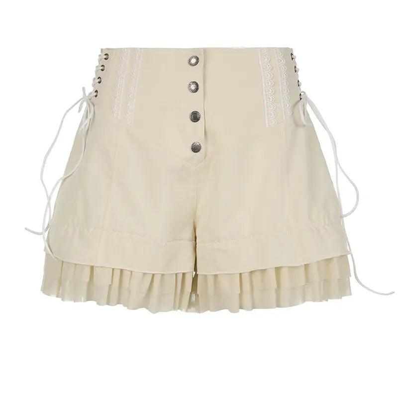 Ivory Corset Lace-Up Mini Shorts – Victorian Coquette Bloomers