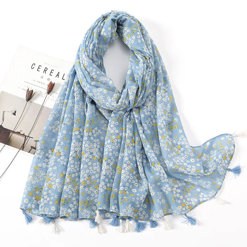 Dreamer Tassel Shawl – 5 Boho Prints (The Scarf You’ll Live In All Year) Sky Daisy 180-90cm Dreamer Tassel Shawl – 5 Boho Prints (The Scarf You’ll Live In All Year) Scarves