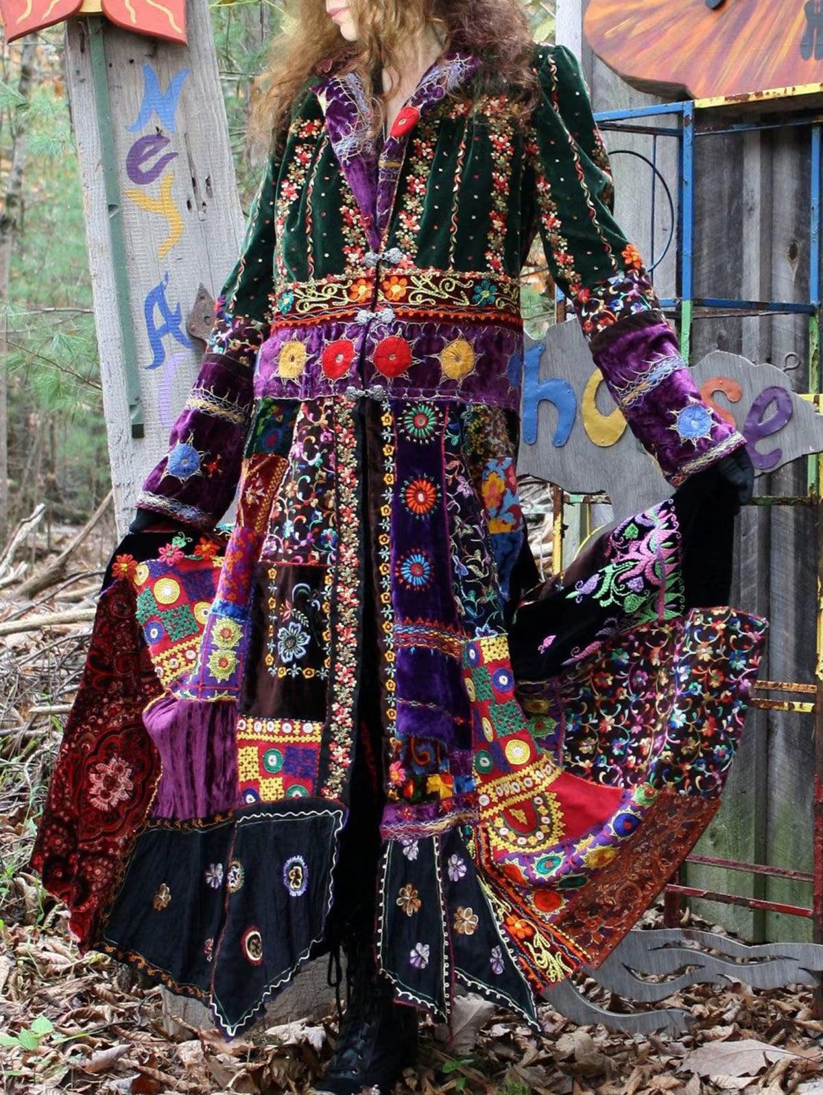 Enchanted Gypsy Velvet Patchwork Coat – Bohemian Masterpiece Duster