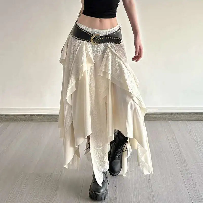 Asymmetric Lace High-Low Skirt | Boho Festival Gypsy