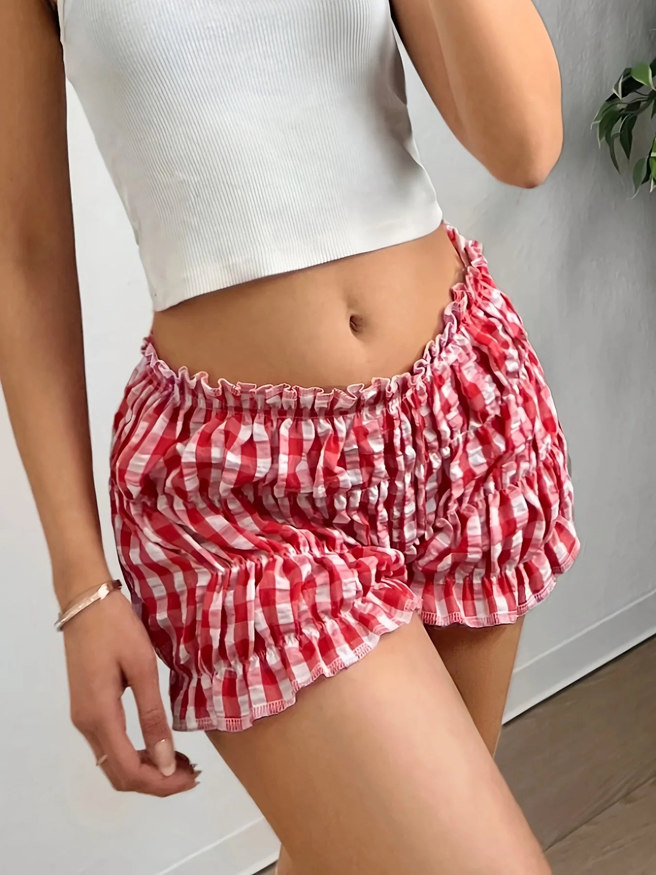 Romantic Gingham Smocked Shorts