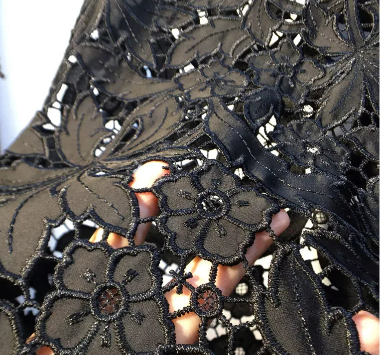 Black Lace Overlay Wide-Leg Jeans | Boho Festival Statement