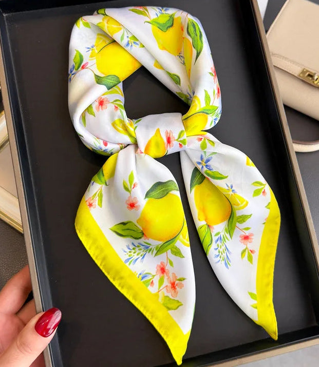 Luxe Bohemian Silk Neck Scarf – 8 Signature Prints (The One Everyone Will Ask You About) Amalfi Lemon 70x70cm Luxe Bohemian Silk Neck Scarf – 8 Signature Prints (The One Everyone Will Ask You About) Scarves