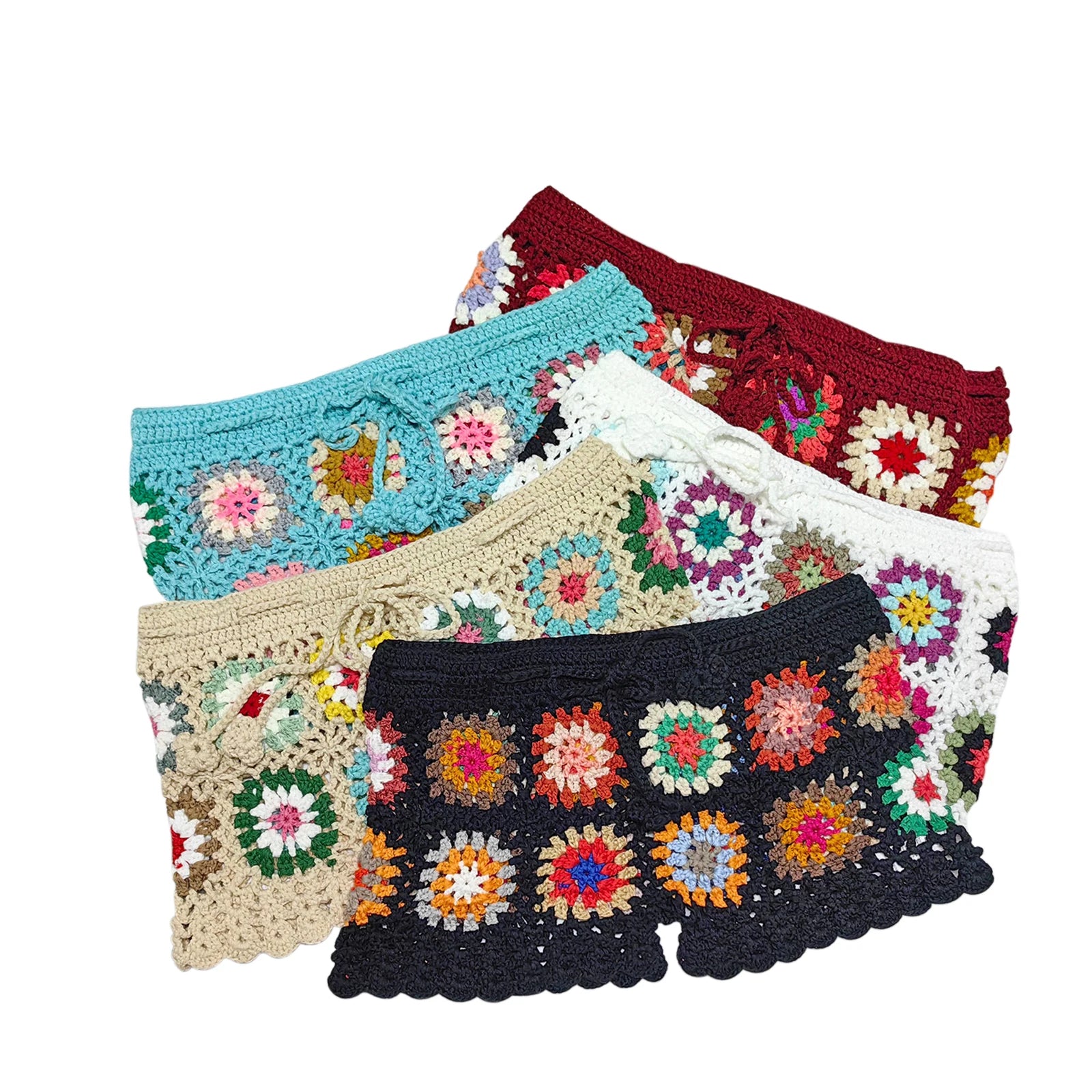 Granny Square Crochet Shorts – Boho Festival Granny Patch Hot Pants