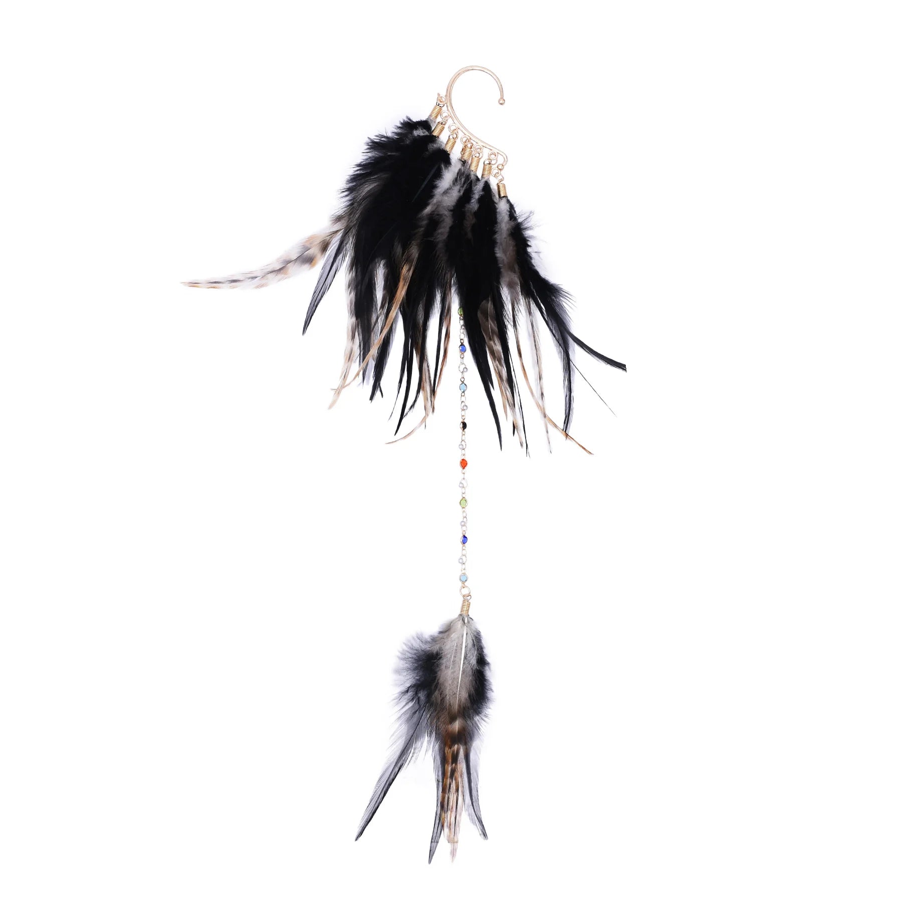 Gypsy Feather Dreamcatcher Earring – Single Statement Piece (5 Boho Colourways) Midnight Black Gypsy Feather Dreamcatcher Earring – Single Statement Piece (5 Boho Colourways) Earings