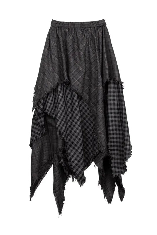 Y2K Boho Grunge Asymmetric Skirt