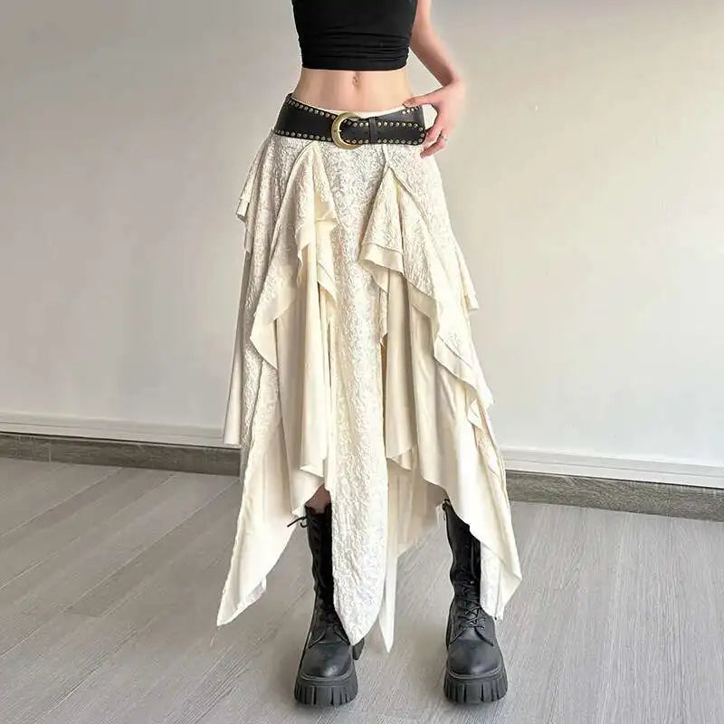 Asymmetric Lace High-Low Skirt | Boho Festival Gypsy
