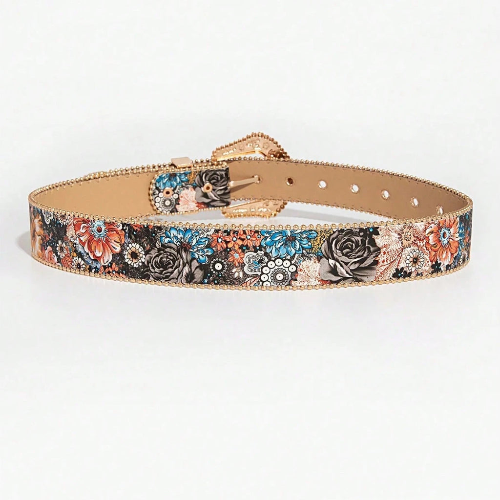 Enchanted Garden Statement Belt – Floral Black & Gold (The Ultimate Boho Buckle)