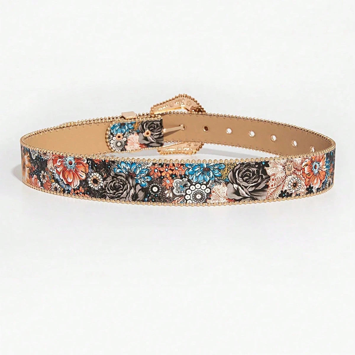 Enchanted Garden Statement Belt – Floral Black & Gold (The Ultimate Boho Buckle)