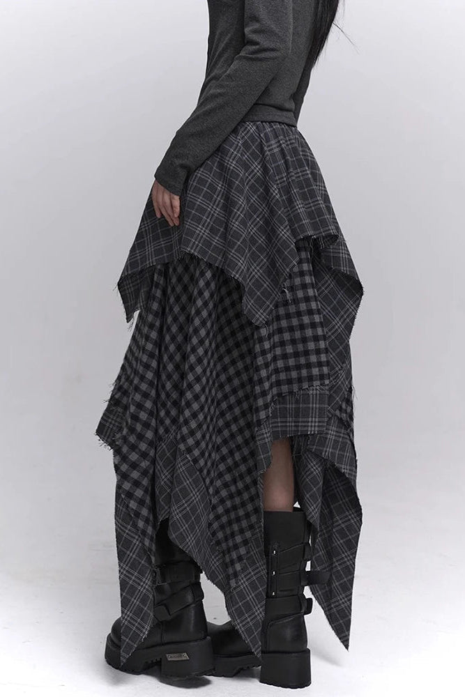 Y2K Boho Grunge Asymmetric Skirt